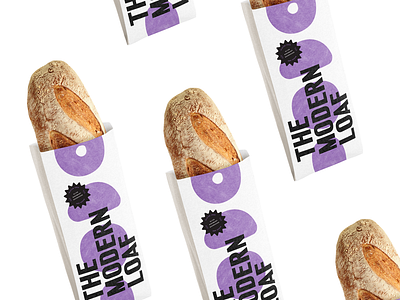 Modern Loaf bag bag packaging bakery brand and identity brand identity branding cafe cafe logo logo packaging purple type typography wordmark