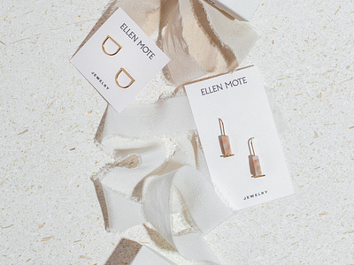 Ellen Mote Jewelry branding brass earrings jewelry jewelry logo letterpress logo packaging packagingdesign print