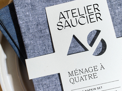 Atelier Saucier black foil cloth clothing diecut fashion foil letterpress lifestyle linen napkin packaging napkins packaging print wrap