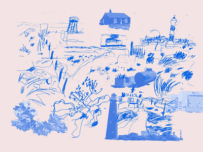 Exploring Dungeness design drawing dungeness editorial editorial illustration illustration kent location map poster