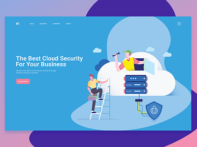 Cloud Security cloud data protection homepage illustration landing page mobile security vector webpage website