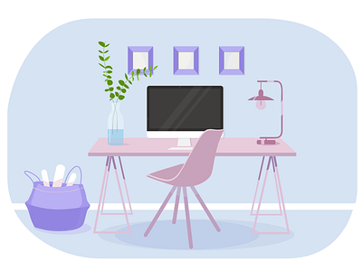 Office creative designer desk illustration landing page office site vector website workspace