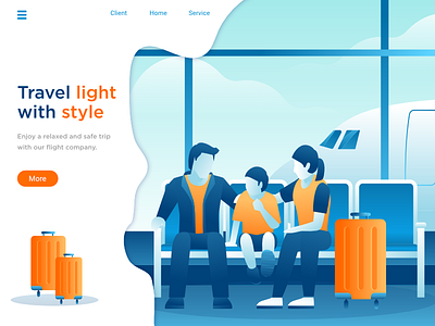 Travel airport flat illustration landing page transport travel ui vector web design website