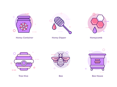 Icons art color flat honey icon design illustration line art site vector website