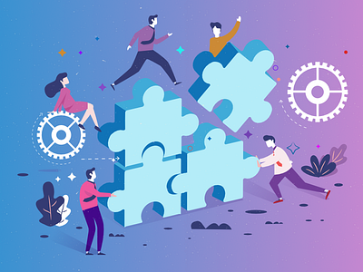 Teamwork concept design flat illustration landing page site team user vector website