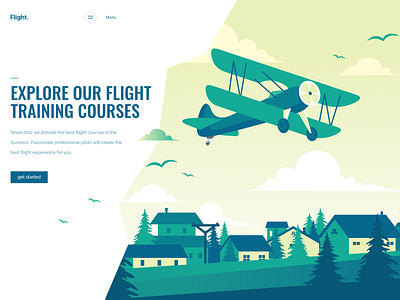 Flying courses flat flight gradient illustration landing page plane ui ux vector web webpage website