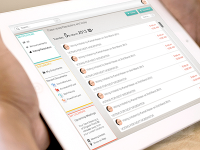 Meeting App - Dashboard app dashboard ipad meeting tablet ui ux