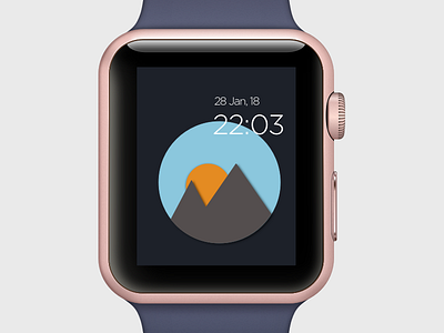 Apple Watch Lock Screen apple flat landing mountains sun ui ux watch