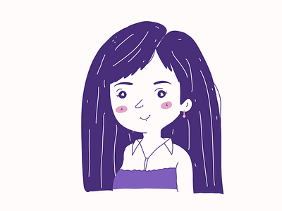 Another colleague illustration cute design dimples doodle girl illustration lady long hairs purple sketch