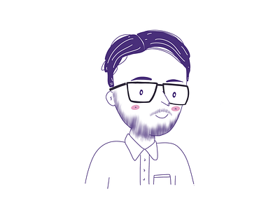 Illustration of a friend art beard cartoon colleague friend illustration like office purple shirt