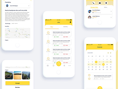 Job posting/receiving application fresh fresh ui job management jobs software design uidesign urban clap yellow