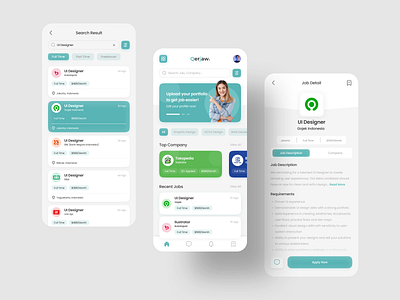 Qerjaw - Job Finder Mobile App app design hiring job hiring platfrom job finder jobs mobile app mobile apps design ui ui design uiux