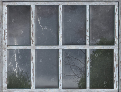 Stormy day antique creative lightening procreate quick storm trees window