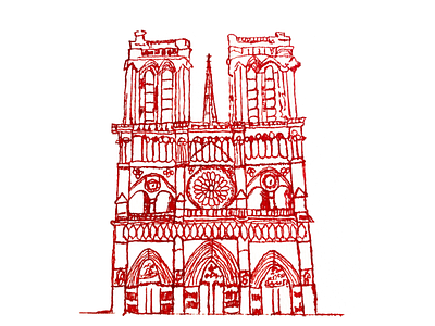 Notre-Dame de Paris illustration pen sketch