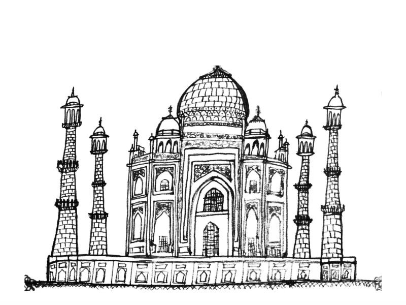 Taj Mahal aftereffect pen sketch procrastination valentine