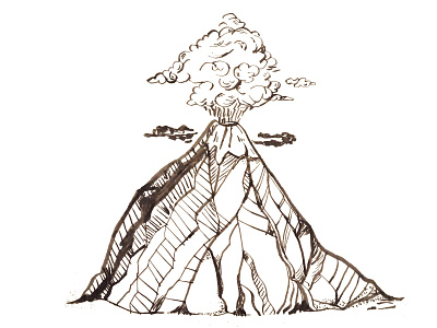 Volcano eruption hot illustration pen sketch volcano
