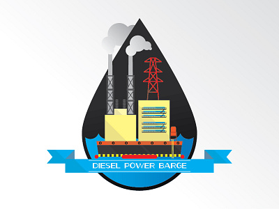 Diesel Power Barge charlie illustration power plants vector