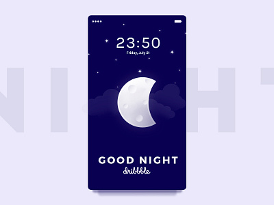 Good Night Dribbble 🌚 blue coraline colasse gradient home screen illustration ios mobile moon ui ux