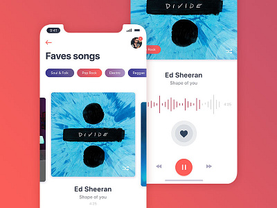 InVision Studio - Music Player card colasse coraline gradient invisionapp iphonex mobile music player ui ux webdesign