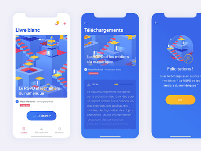 InVision Studio - GDPR White paper App blue card colasse coraline gdpr illustration invisionapp iphonex mobile ui ux white paper