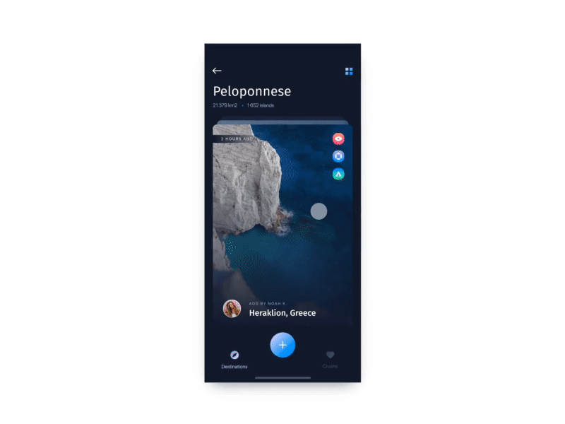 Studio Jam - Travel App concept animation blue cards colasse coraline design interaction invision studio iphone x invisionapp navigation ui ux