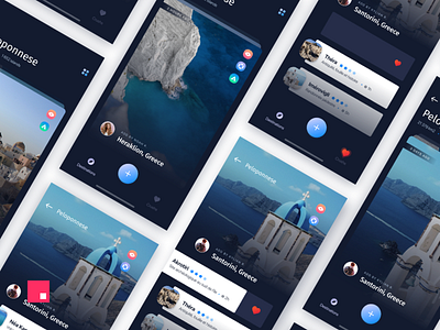 Studio Jam - Travel App concept animation blue cards colasse coraline design interaction invision studio invisionapp iphone x navigation ui ux