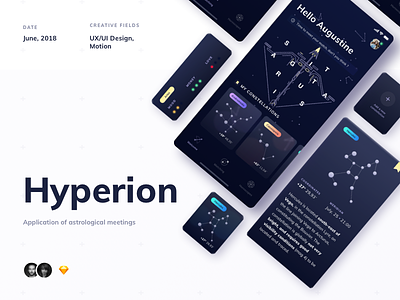 Hyperion - Astrological Meetings 💫 animation cards colasse coraline design gradients interaction iphone x navigation ui ux zodiak