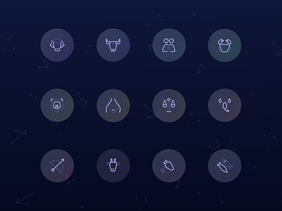 Hyperion - Astrological Meetings 💫 - Zodiac signs icons animation design gradients icons interaction iphone x navigation signs ui ux zodiac