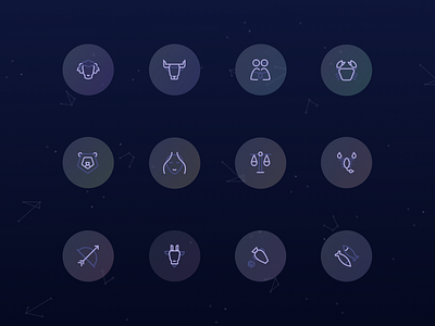 Hyperion - Astrological Meetings 💫 - Zodiac signs icons animation design gradients icons interaction iphone x navigation signs ui ux zodiac