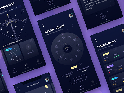 Hyperion - Astrological Meetings 💫 animation cards colasse coraline design gradients interaction iphone x navigation ui ux zodiak