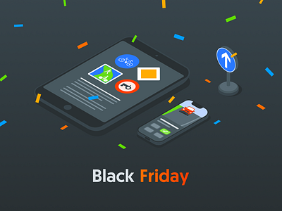 Black Friday is almost there 🖤 black friday devices driving licence illustration isometric rebranding