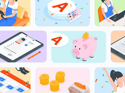 Illustrations pack for emails campaign 📩 driving licence illustration isometric packs rebranding ui ux vector