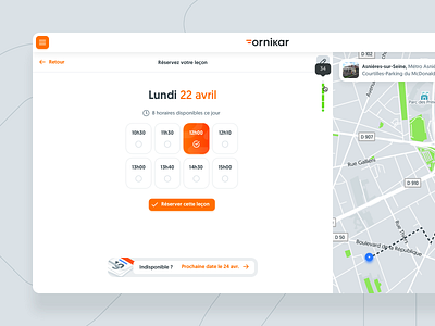 👩🏻‍🍳Cooking : new booking lessons model booking branding driving lessons hours map ui ux