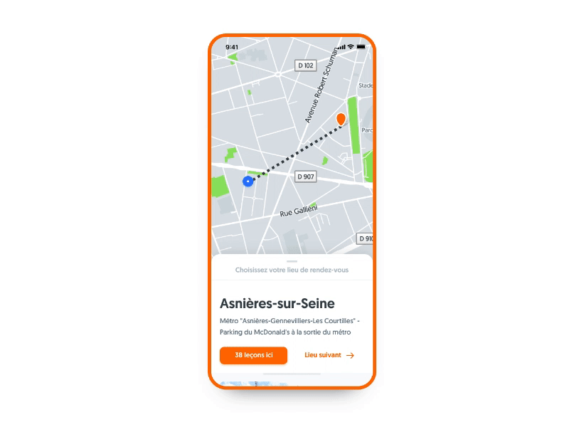 🚗 Booking driving lessons bottom sheet driving lessons gradient map ui ux