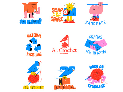 All Crochet Branding & Stickers art artist branding branding concept branding design characters digital diseño illustration logo logodesign mexico personajes stickers stickers for imessage telegram vector whatsapp