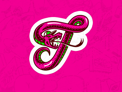 Letter F character characterdesign drawing font font design letter lettering lettermark logo logodesign poison shirt skate snake sticker street type type art typedesign typeface
