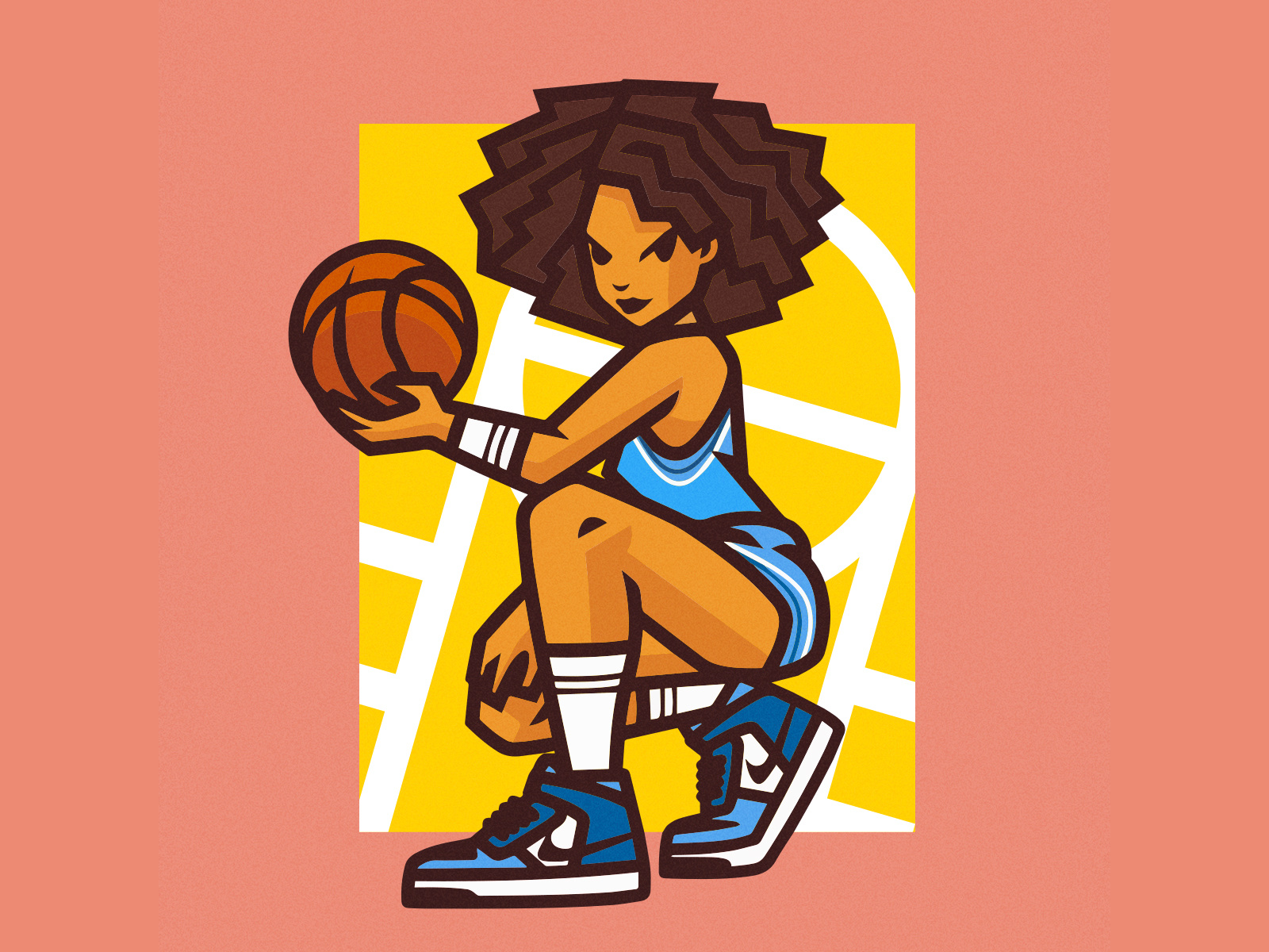 Curly Girl Basketball Player