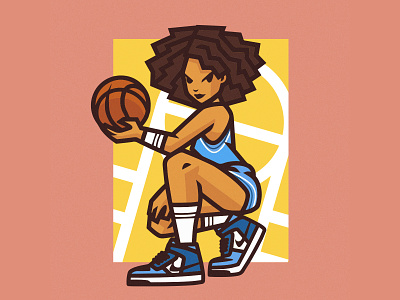 Curly Girl basketball player <3 basket basketball branding character character design chihuahua mexico curlygirl illustration illustrator lobas uadec love nba painting saltillo vector wnba woman