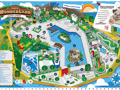 Map design flat fun illustrator infographic island map park vector water
