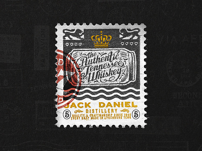 Jack Daniel's Post Card 2 badge gold jackdaniels logo photoshop premium vector woodcut