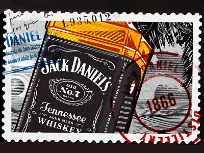 Jack Postcard brand drink engraving hell hype illustration illustrator jack jackdaniels mexico old postal postcard rock tennessee vector vintage woodcut
