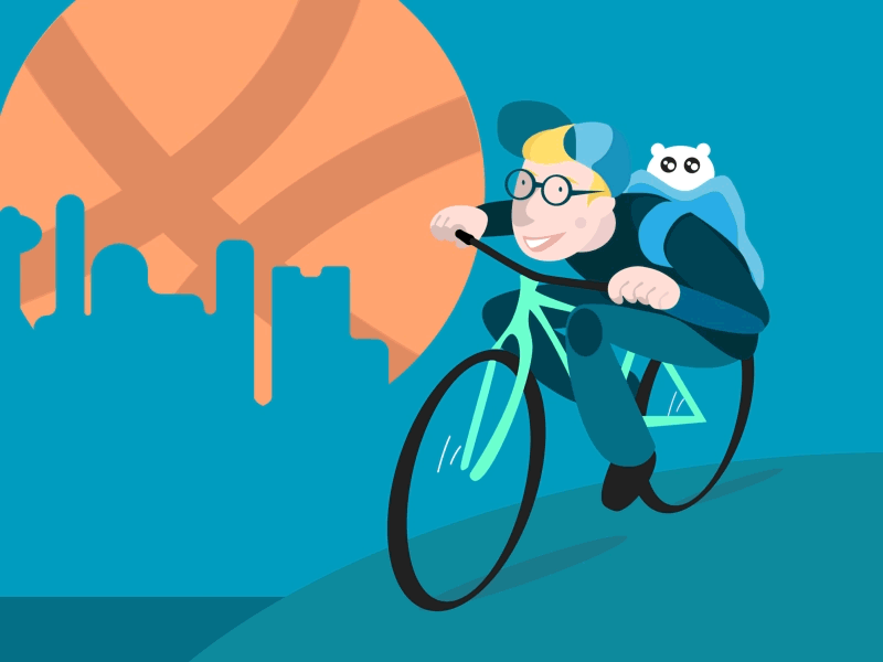 Hello World! animation bike city debut dribbblers fun gif hello hi! korea motion sunshine