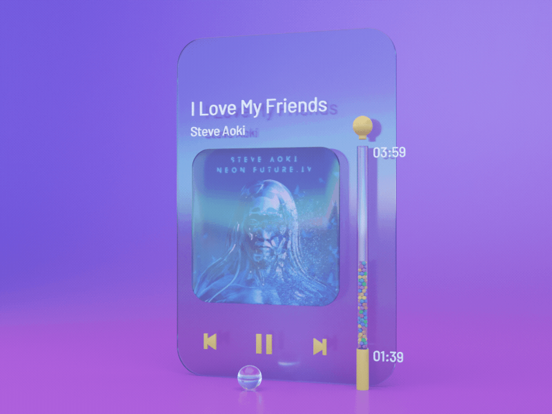 3D UI Animation - Music Player
