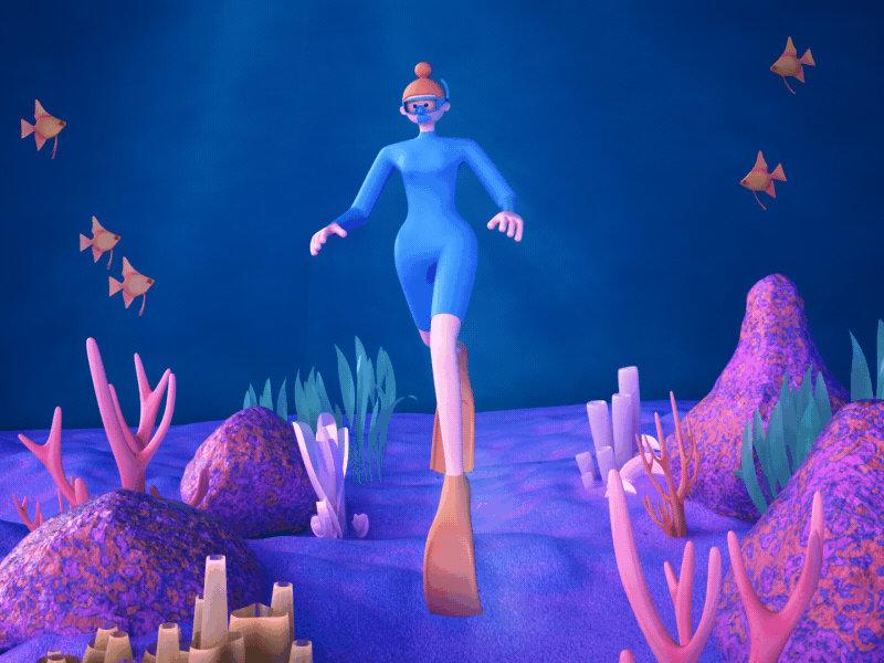 Summertime - Snorkeling 3d animation summertime