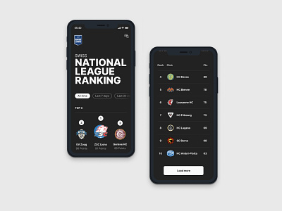 Swiss League, concept app app typography ui web