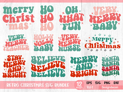 Retro Christmas Sublimation Craft Bundle Svg christmas sayings design eps fashion png santa sayings tshirt typography vector