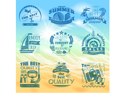 Summer recreation labels and background adobe illustrator background illustration label lettering summer vector