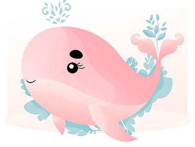 Pink Whale branding cartoon character character design design graphic design illustration logo ui vector