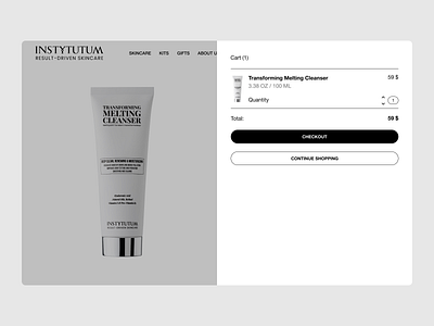 INSTYTUTUM: Cart beauty branding cosmetics design figma minimal redesign skincare typography ui ux web web design website website redesign