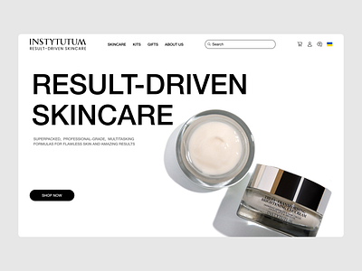 INSTYTUTUM: Home Page beauty branding cosmetics design figma home page minimal redesign skincare typography ui ux visual visual design web web design website website redesign